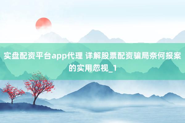 实盘配资平台app代理 详解股票配资骗局奈何报案的实用忽视_1