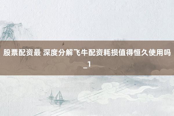股票配资最 深度分解飞牛配资耗损值得恒久使用吗_1