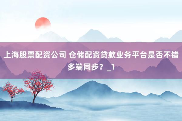 上海股票配资公司 仓储配资贷款业务平台是否不错多端同步?_1