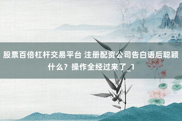 股票百倍杠杆交易平台 注册配资公司告白语后聪颖什么?操作全经过来了_1